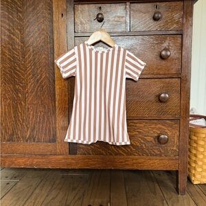 Rylee + Cru Brown and White Striped Bathingsuit